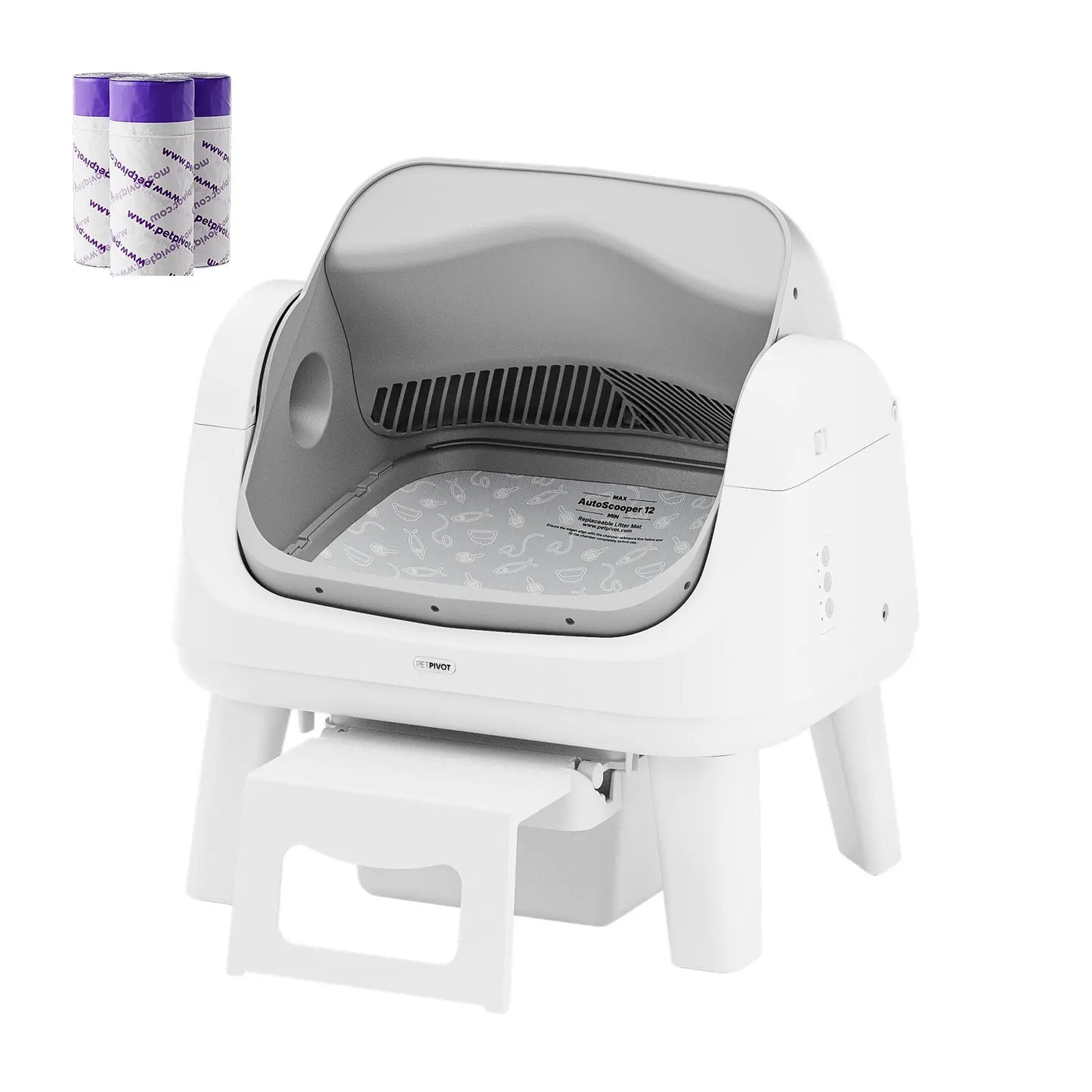 Petpivot Autoscooper 12 Lite Open-Top Automatic Self-Cleaning Cat Litter Box with Easy-Entry Front Step and Triple Safety Protection, No App Required