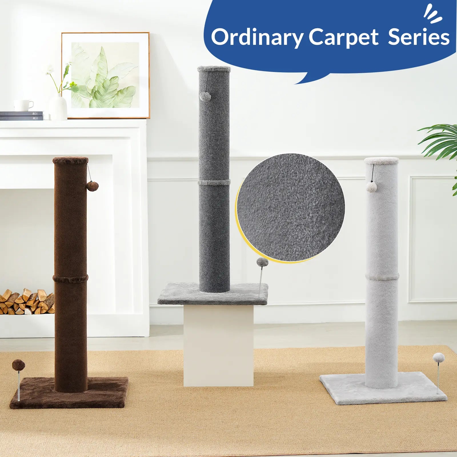 MADE 4 PETS Indoor Cat Scratching Post - 41.73" Height, Sturdy Base, Replaceable Spring Toy, Compact Design for Nail Health