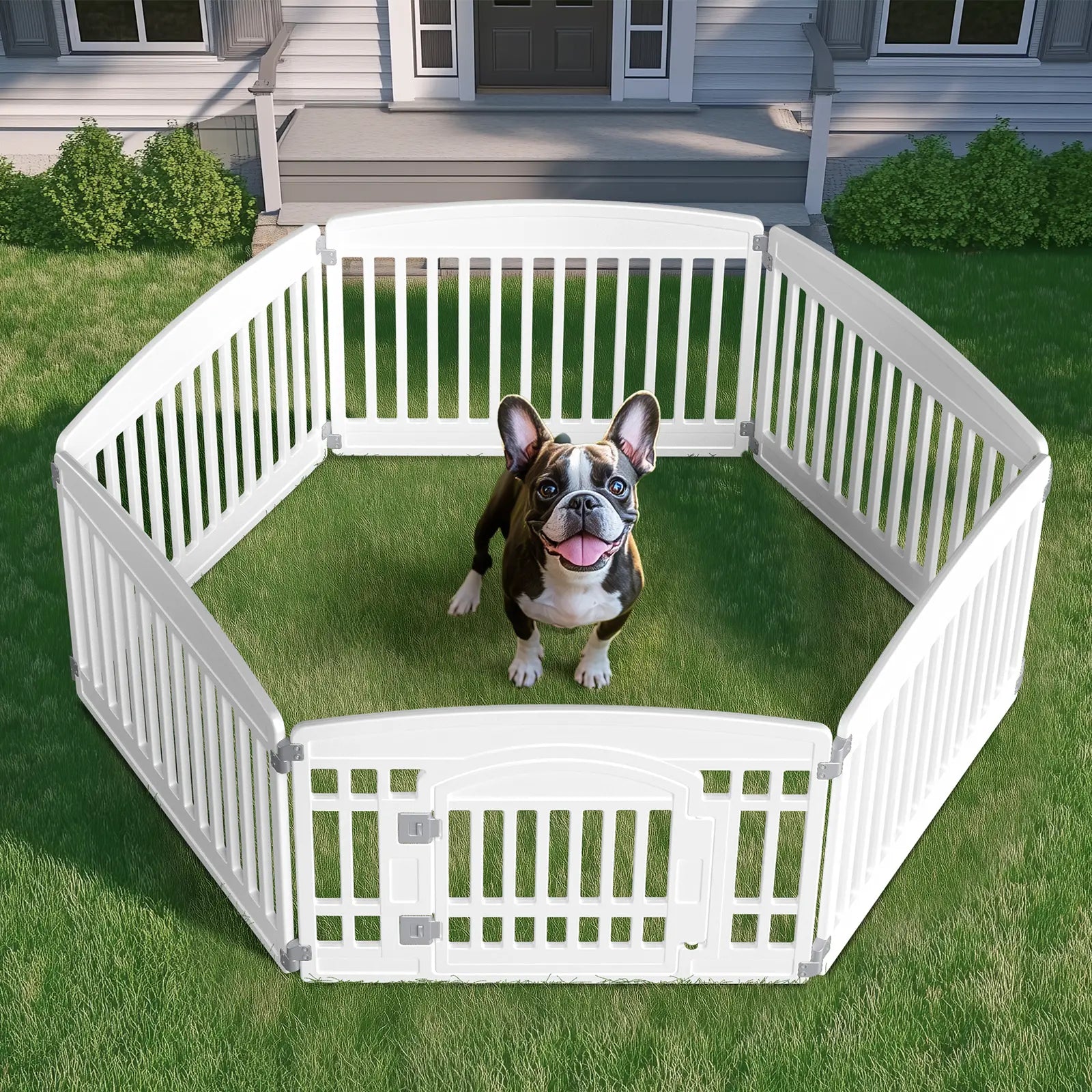 Summer Sale: Portable Plastic Pet Playpen - Durable Puppy Exercise Pen with Lockable Gate and Non-Slip Bottom for Indoor and Outdoor Use