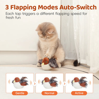 Potaroma Interactive Rechargeable Cat Toy - Lifelike Flapping Bird with Chirping Sounds for Engaging Play