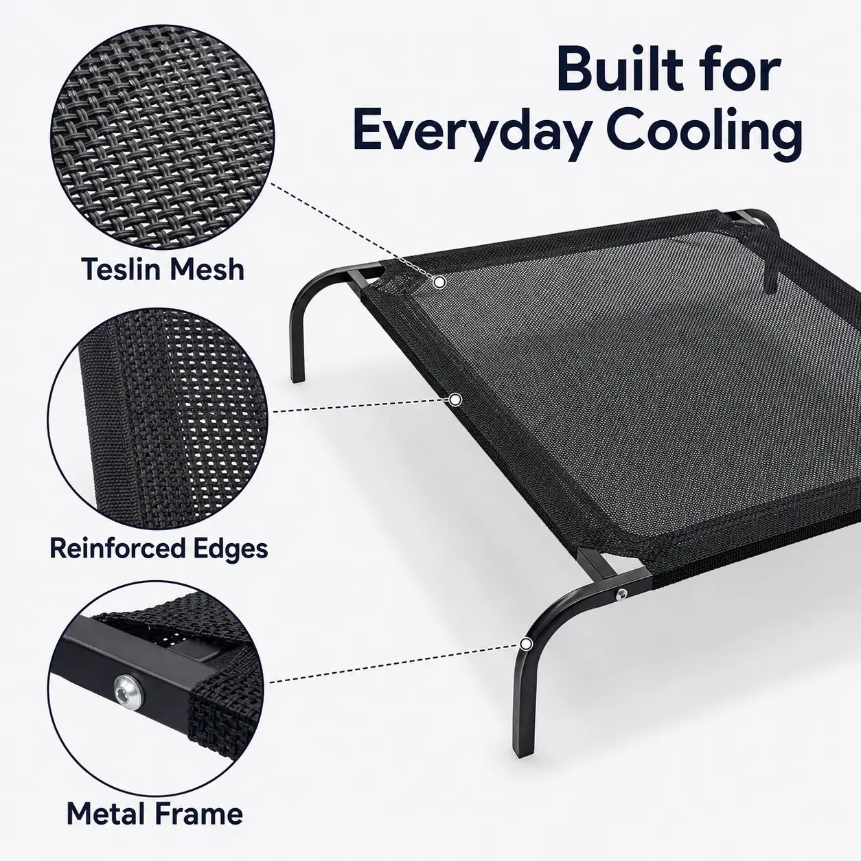 Elevated Cooling Dog Bed for Small to Medium Breeds - 36.2" L x 23.6" W x 5.9" H, Breathable Mesh Raised Cot with Metal Frame for Indoor and Outdoor Use