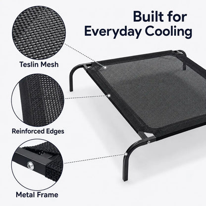 Elevated Cooling Dog Bed for Small to Medium Breeds - 36.2" L x 23.6" W x 5.9" H, Breathable Mesh Raised Cot with Metal Frame for Indoor and Outdoor Use
