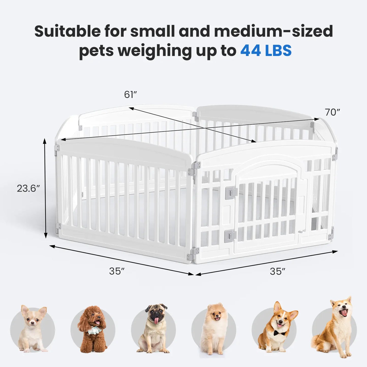 Summer Sale: Portable Plastic Pet Playpen - Durable Puppy Exercise Pen with Lockable Gate and Non-Slip Bottom for Indoor and Outdoor Use