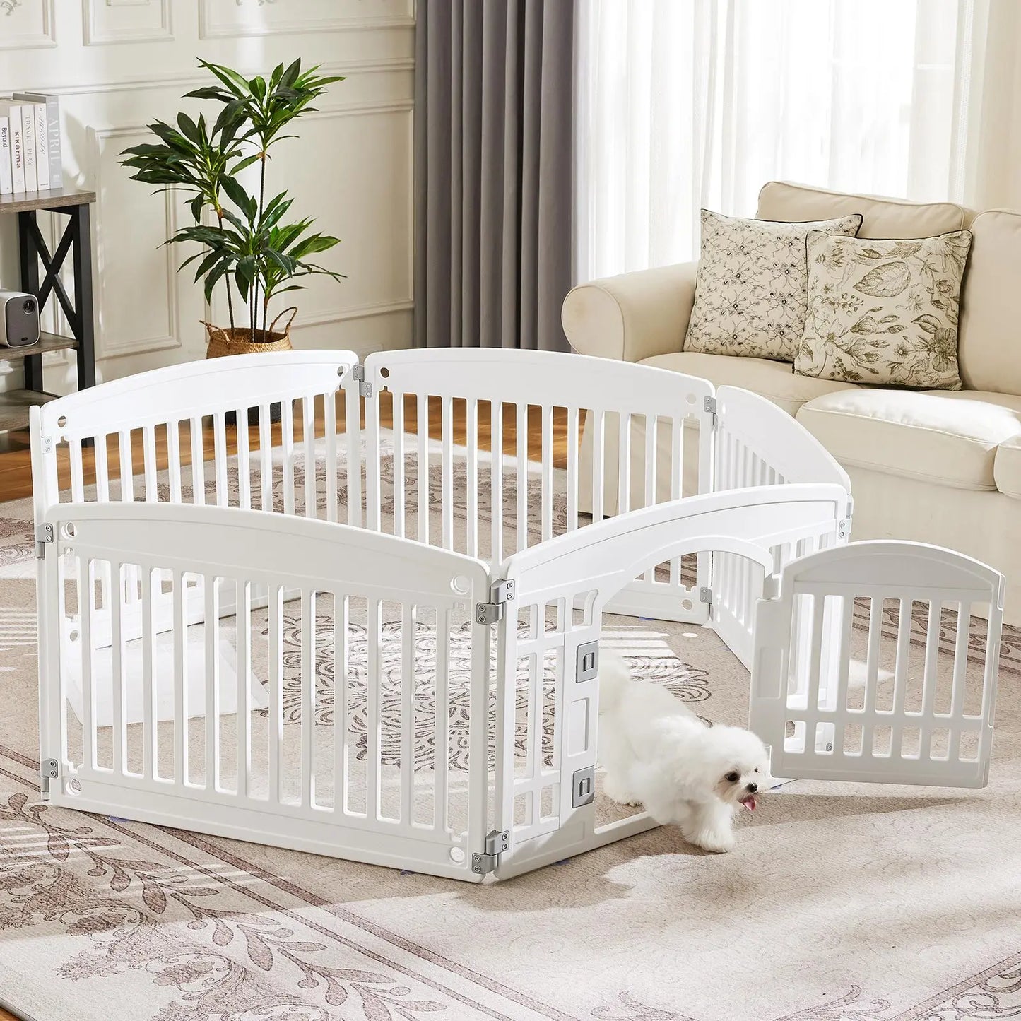 Summer Sale: Portable Plastic Pet Playpen - Durable Puppy Exercise Pen with Lockable Gate and Non-Slip Bottom for Indoor and Outdoor Use