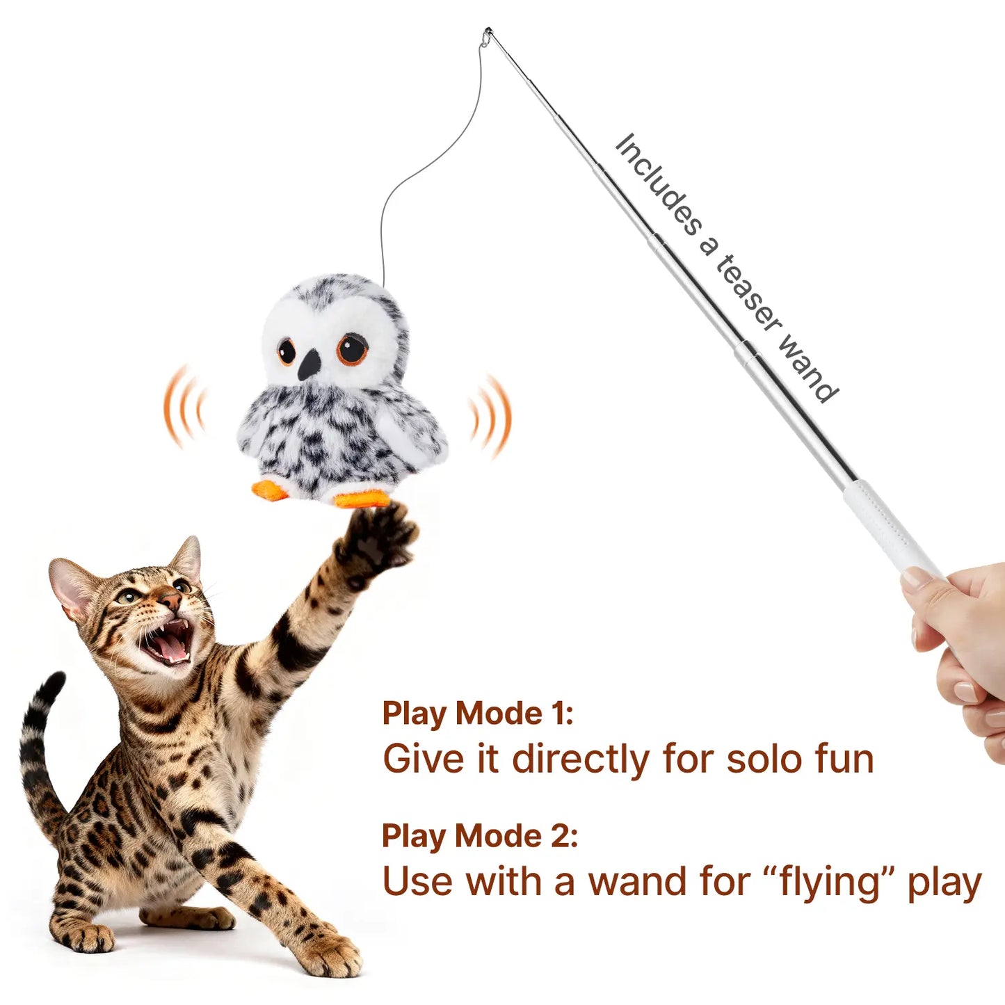 Potaroma Interactive Rechargeable Cat Toy - Lifelike Flapping Bird with Chirping Sounds for Engaging Play