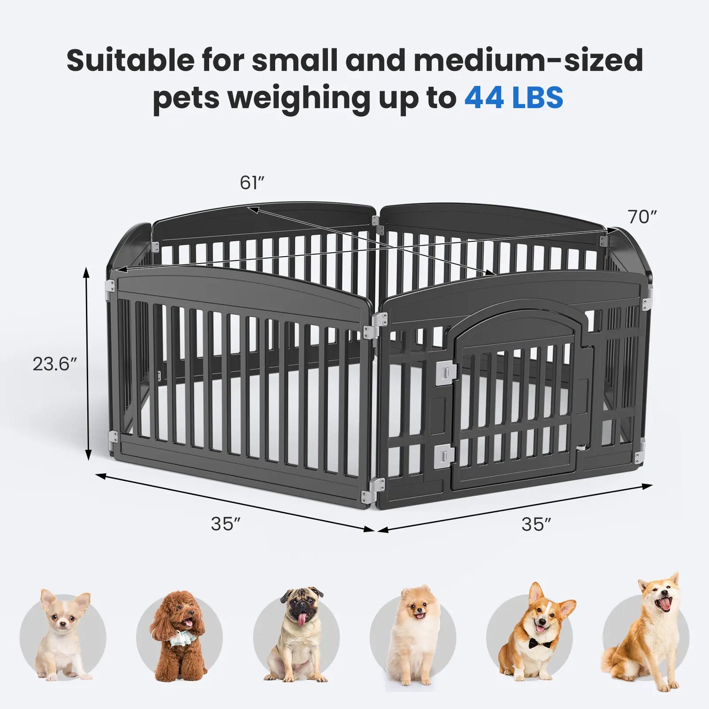 Summer Sale: Portable Plastic Pet Playpen - Durable Puppy Exercise Pen with Lockable Gate and Non-Slip Bottom for Indoor and Outdoor Use