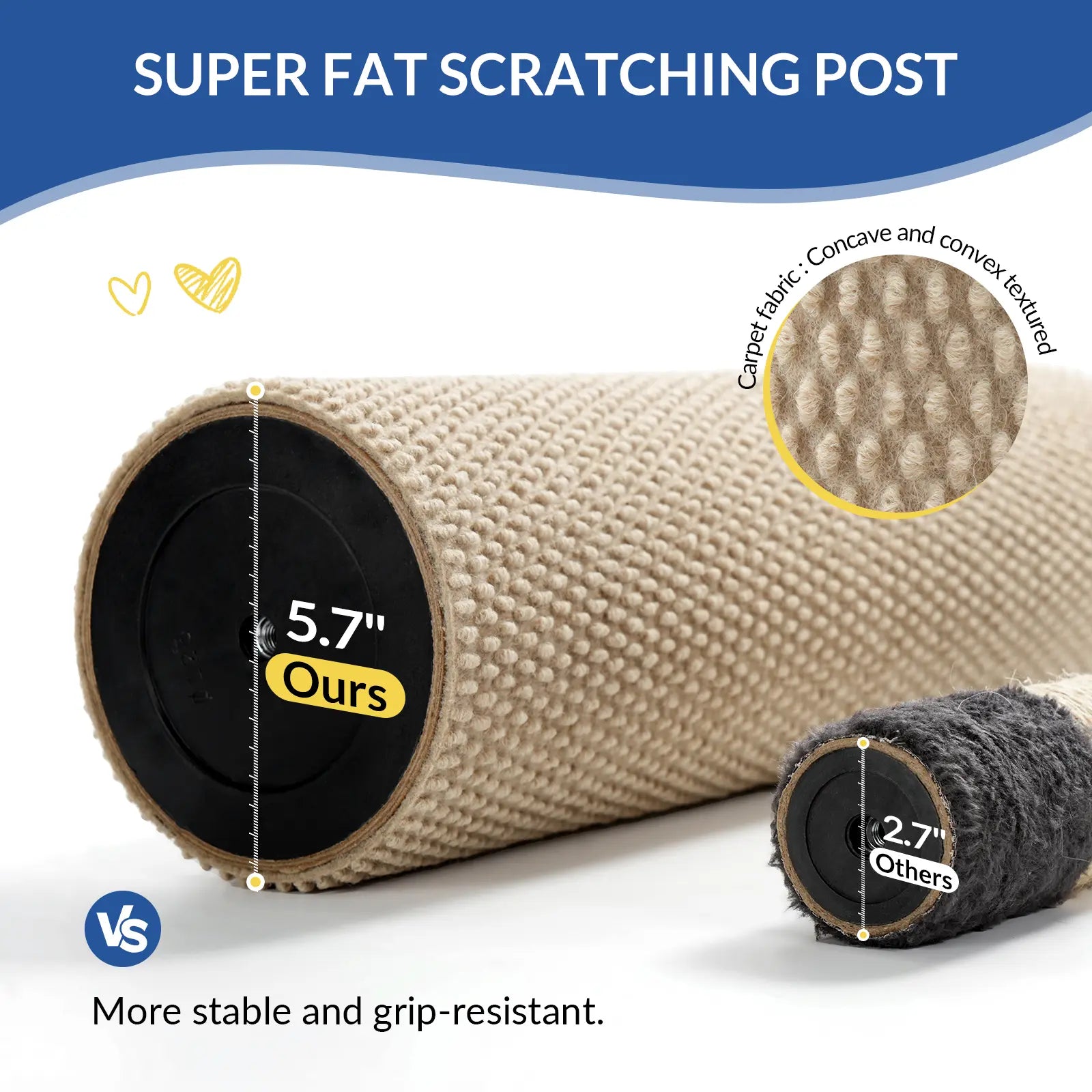MADE 4 PETS Indoor Cat Scratching Post - 41.73" Height, Sturdy Base, Replaceable Spring Toy, Compact Design for Nail Health
