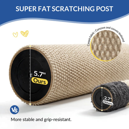 MADE 4 PETS Indoor Cat Scratching Post - 41.73" Height, Sturdy Base, Replaceable Spring Toy, Compact Design for Nail Health