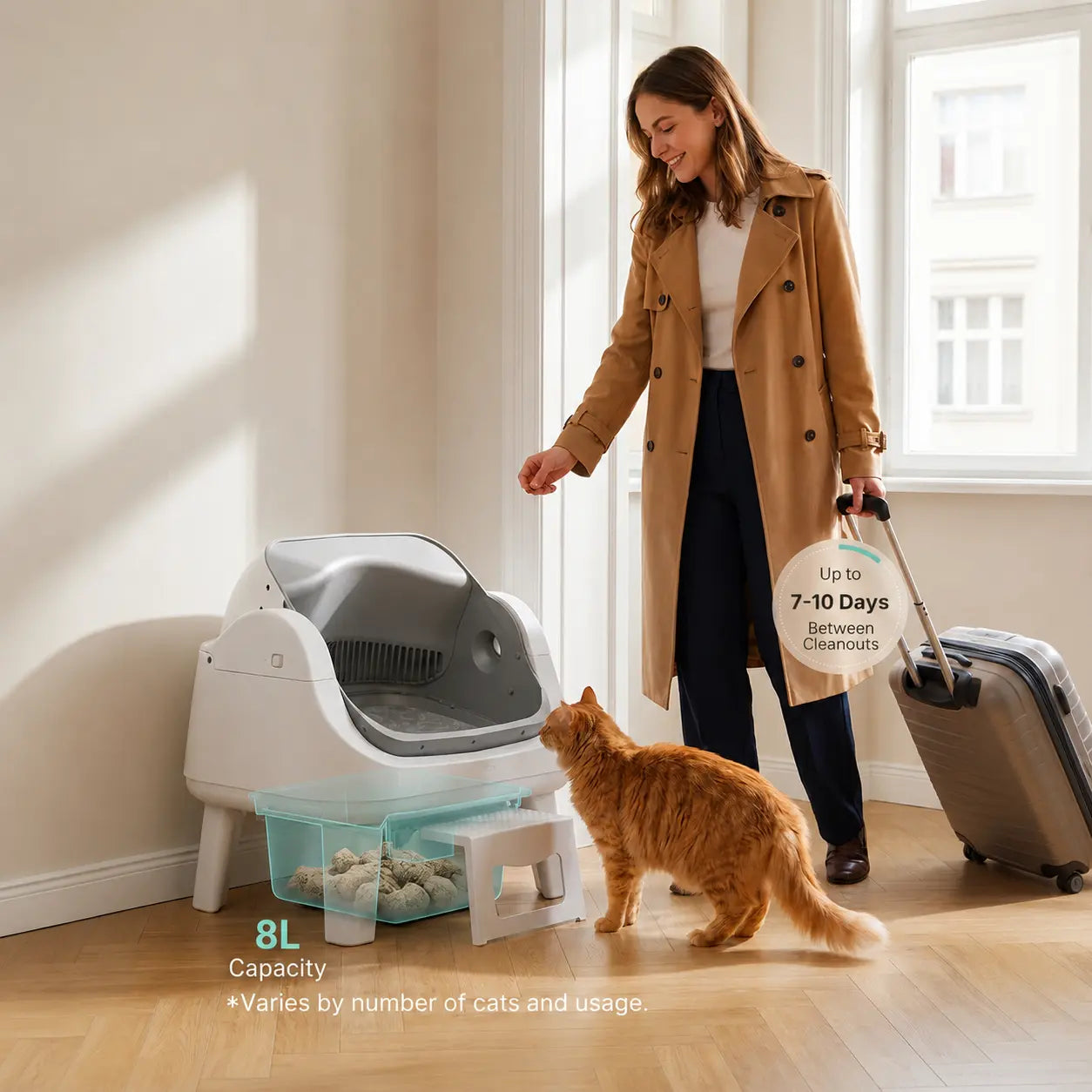 Petpivot Autoscooper 12 Lite Open-Top Automatic Self-Cleaning Cat Litter Box with Easy-Entry Front Step and Triple Safety Protection, No App Required