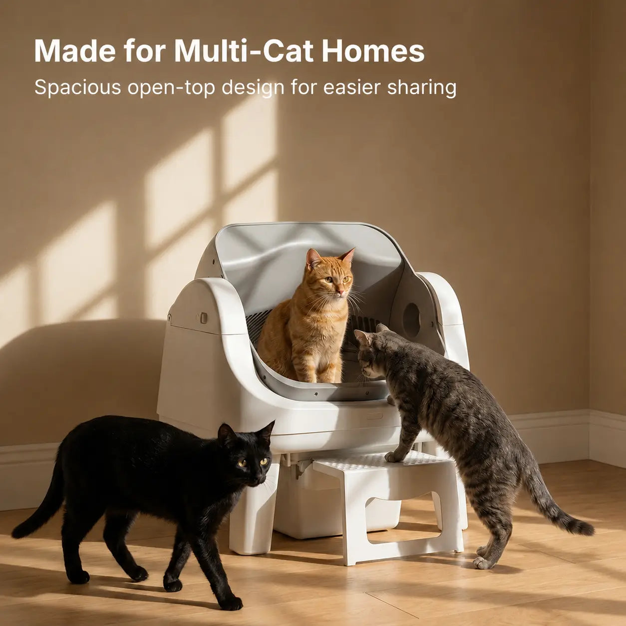 Petpivot Autoscooper 12 Lite Open-Top Automatic Self-Cleaning Cat Litter Box with Easy-Entry Front Step and Triple Safety Protection, No App Required
