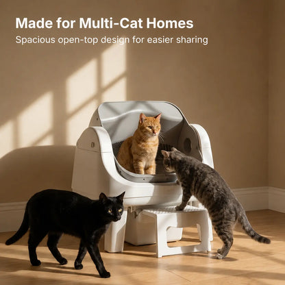Petpivot Autoscooper 12 Lite Open-Top Automatic Self-Cleaning Cat Litter Box with Easy-Entry Front Step and Triple Safety Protection, No App Required