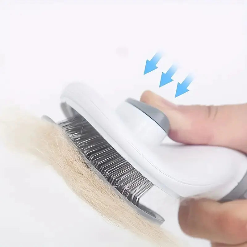 Self-Cleaning Slicker Brush for Cats and Dogs - One-Button Pet Hair Removal Comb