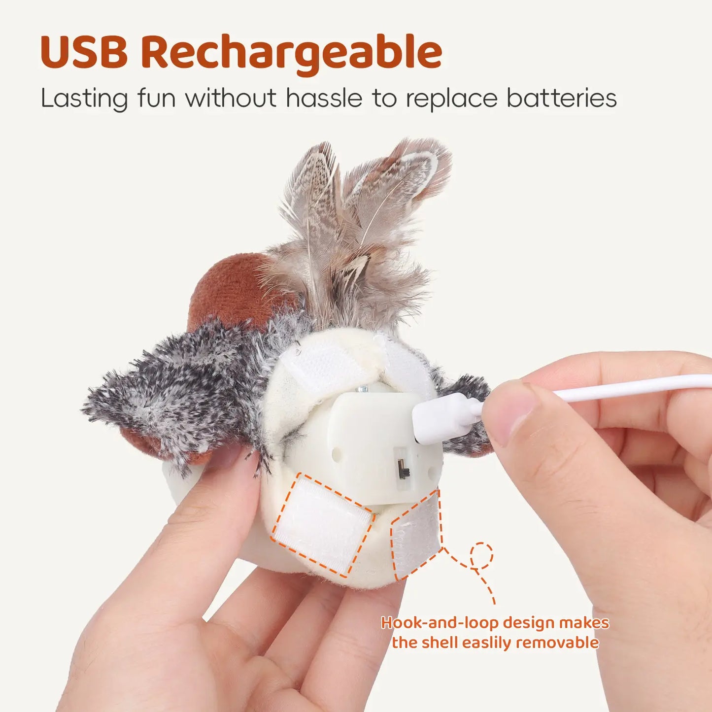 Potaroma Interactive Rechargeable Cat Toy - Lifelike Flapping Bird with Chirping Sounds for Engaging Play