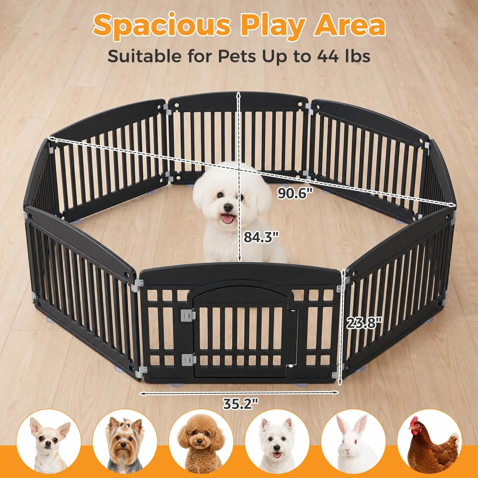 Summer Sale: Portable Plastic Pet Playpen - Durable Puppy Exercise Pen with Lockable Gate and Non-Slip Bottom for Indoor and Outdoor Use