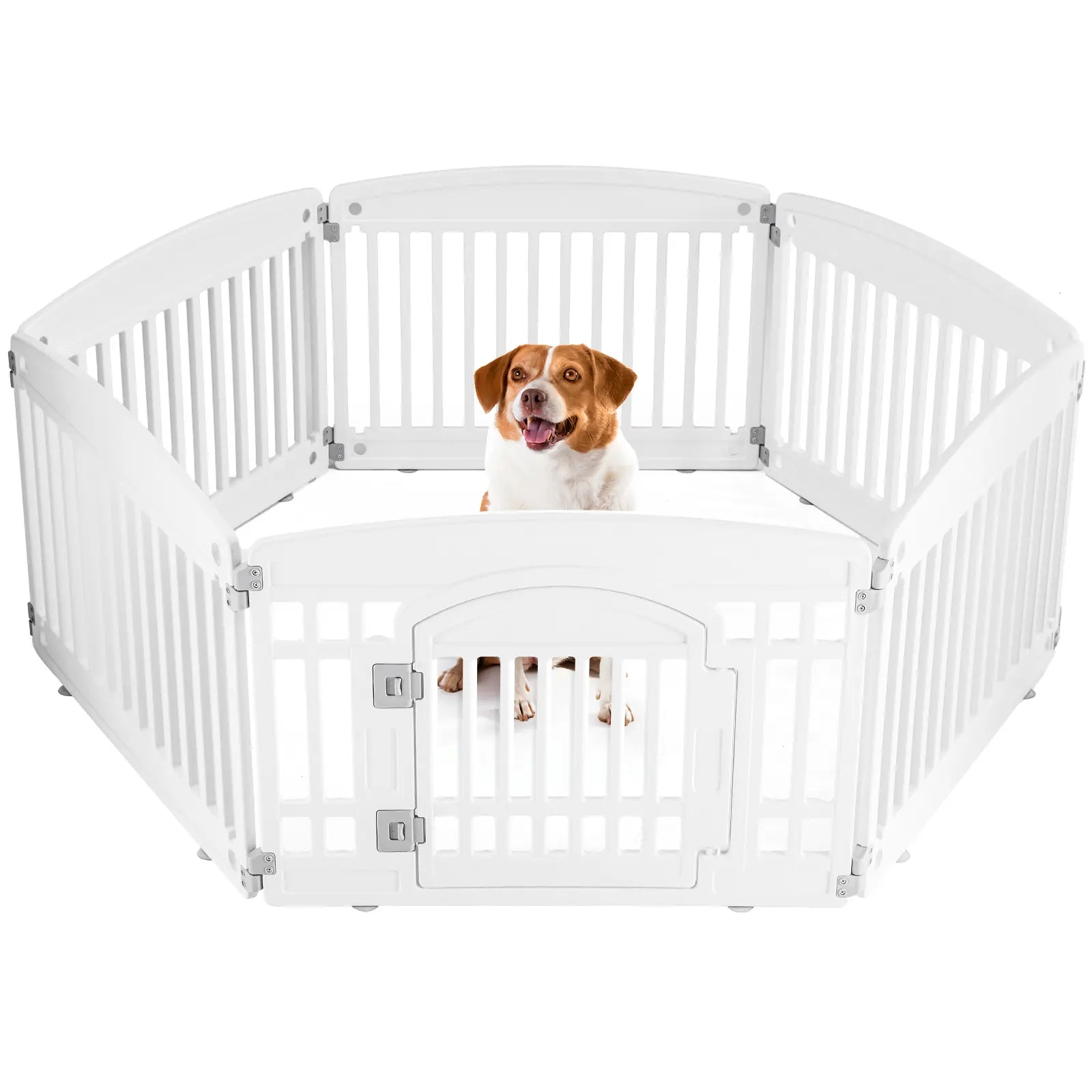 Summer Sale: Portable Plastic Pet Playpen - Durable Puppy Exercise Pen with Lockable Gate and Non-Slip Bottom for Indoor and Outdoor Use
