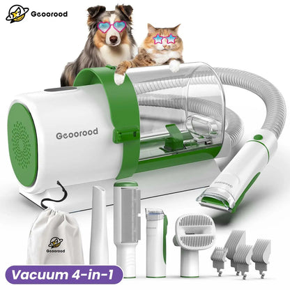 Geoorood All-In-One Dog Grooming Kit with Vacuum Brush, 2.5L Capacity, Stainless Steel Blades, Lightweight Design, 13Kpa Suction Force, Portable Cleaning Solution