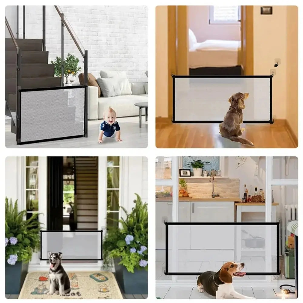 Pet Safety Folding Mesh Gate - Portable Dog Barrier and Child Safety Enclosure for Stairs and Doorways