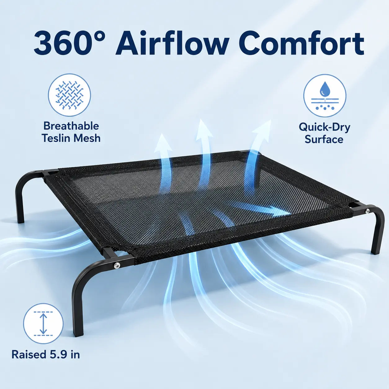 Elevated Cooling Dog Bed for Small to Medium Breeds - 36.2" L x 23.6" W x 5.9" H, Breathable Mesh Raised Cot with Metal Frame for Indoor and Outdoor Use
