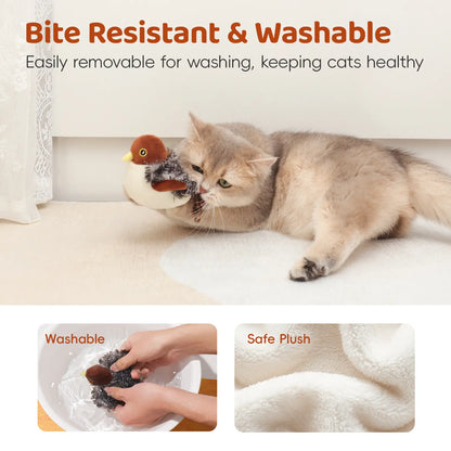 Potaroma Interactive Rechargeable Cat Toy - Lifelike Flapping Bird with Chirping Sounds for Engaging Play