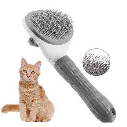 Self-Cleaning Slicker Brush for Cats and Dogs - One-Button Pet Hair Removal Comb