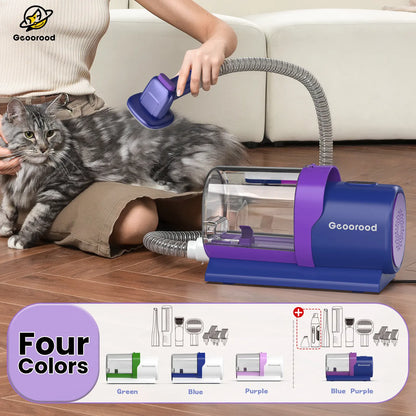 Geoorood All-In-One Dog Grooming Kit with Vacuum Brush, 2.5L Capacity, Stainless Steel Blades, Lightweight Design, 13Kpa Suction Force, Portable Cleaning Solution