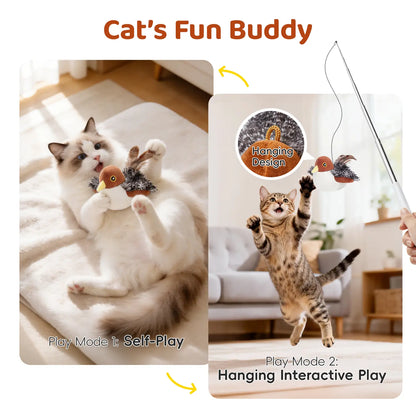 Potaroma Interactive Rechargeable Cat Toy - Lifelike Flapping Bird with Chirping Sounds for Engaging Play