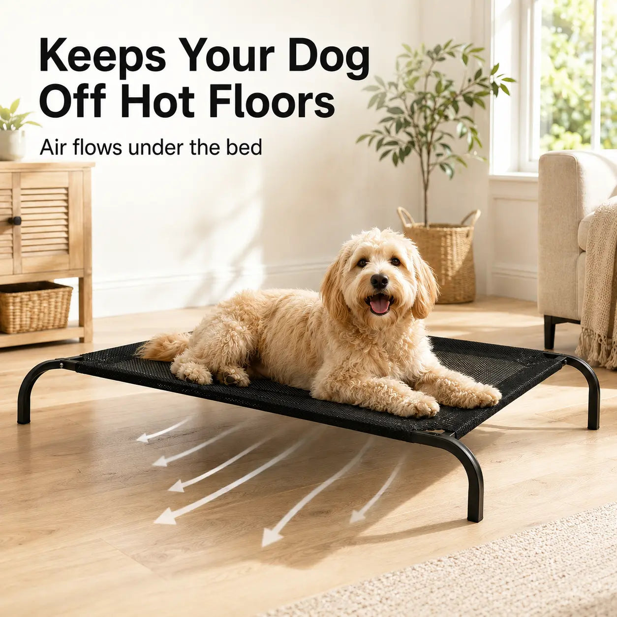 Elevated Cooling Dog Bed for Small to Medium Breeds - 36.2" L x 23.6" W x 5.9" H, Breathable Mesh Raised Cot with Metal Frame for Indoor and Outdoor Use