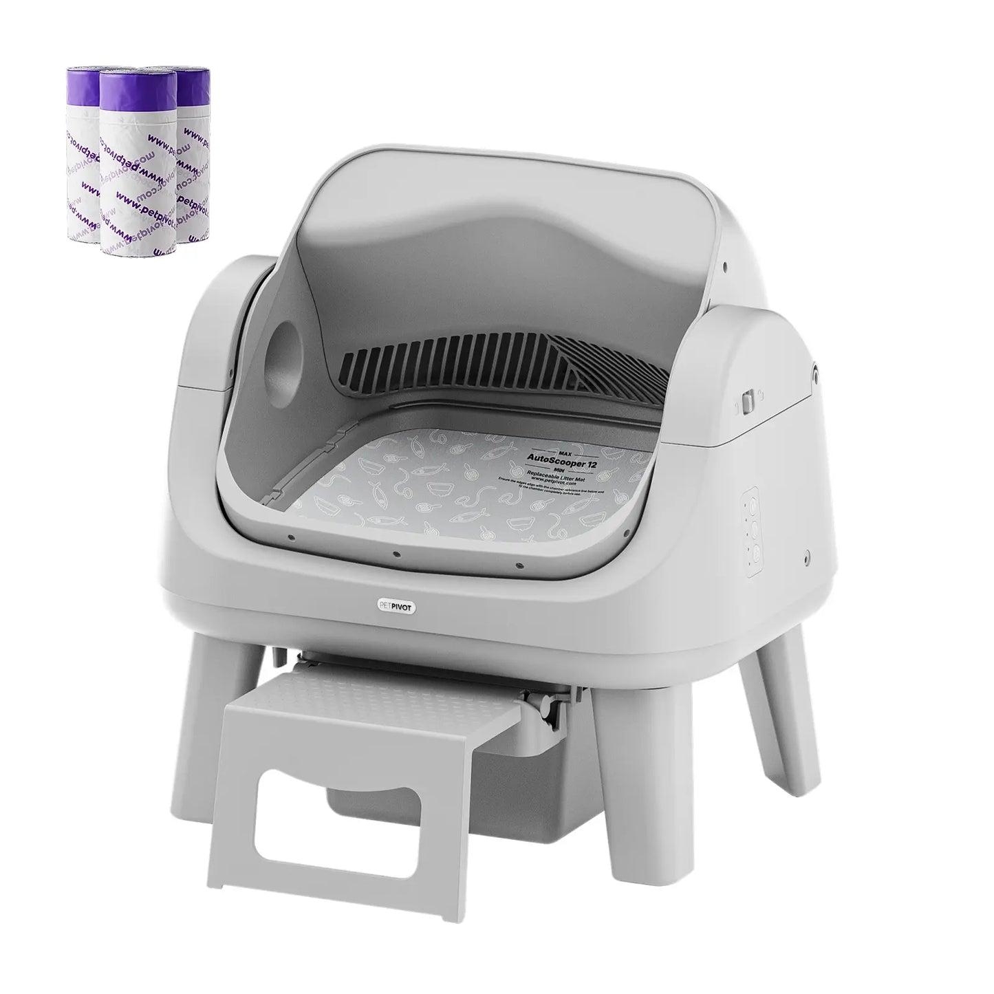 Petpivot Autoscooper 12 Lite Open-Top Automatic Self-Cleaning Cat Litter Box with Easy-Entry Front Step and Triple Safety Protection, No App Required