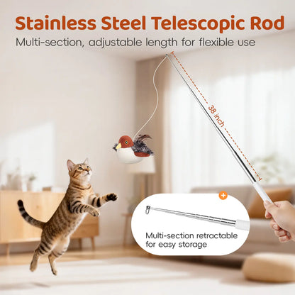 Potaroma Interactive Rechargeable Cat Toy - Lifelike Flapping Bird with Chirping Sounds for Engaging Play