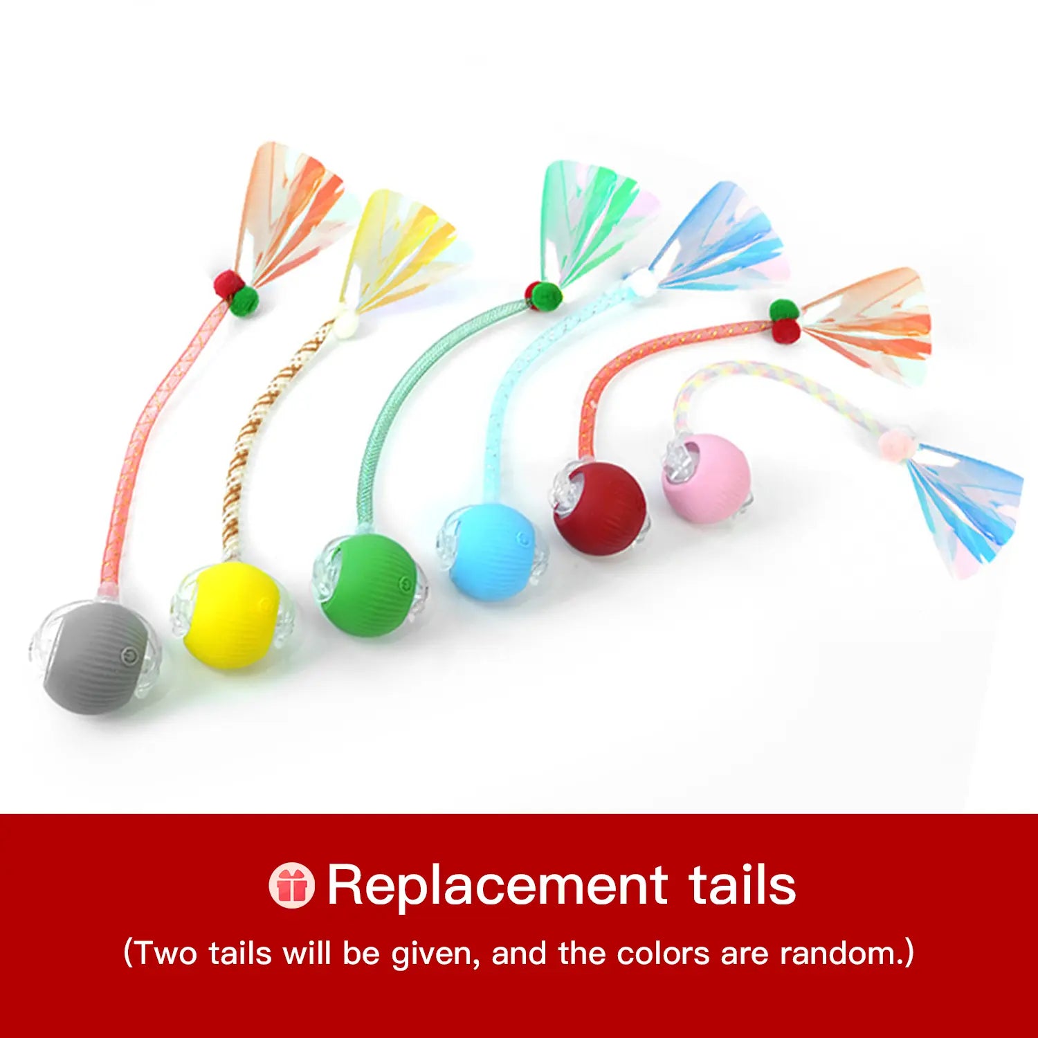 Mizusu Interactive Teaser Toy for Cats and Dogs with Two Additional Tails - Rolling Ball Toy for Kittens and Pets, Ideal Dog and Cat Accessories