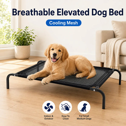 Elevated Cooling Dog Bed for Small to Medium Breeds - 36.2" L x 23.6" W x 5.9" H, Breathable Mesh Raised Cot with Metal Frame for Indoor and Outdoor Use