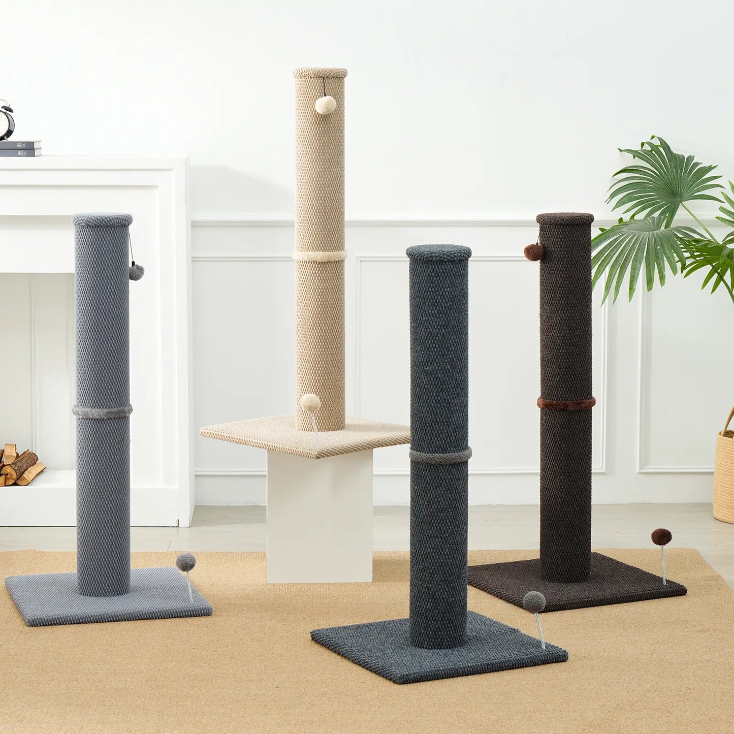 MADE 4 PETS Indoor Cat Scratching Post - 41.73" Height, Sturdy Base, Replaceable Spring Toy, Compact Design for Nail Health