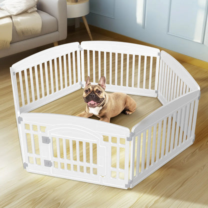 Summer Sale: Portable Plastic Pet Playpen - Durable Puppy Exercise Pen with Lockable Gate and Non-Slip Bottom for Indoor and Outdoor Use