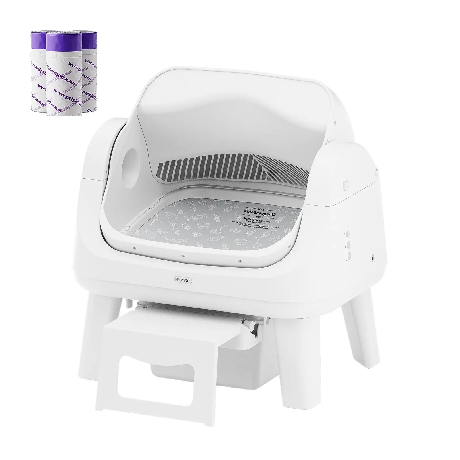 Petpivot Autoscooper 12 Lite Open-Top Automatic Self-Cleaning Cat Litter Box with Easy-Entry Front Step and Triple Safety Protection, No App Required