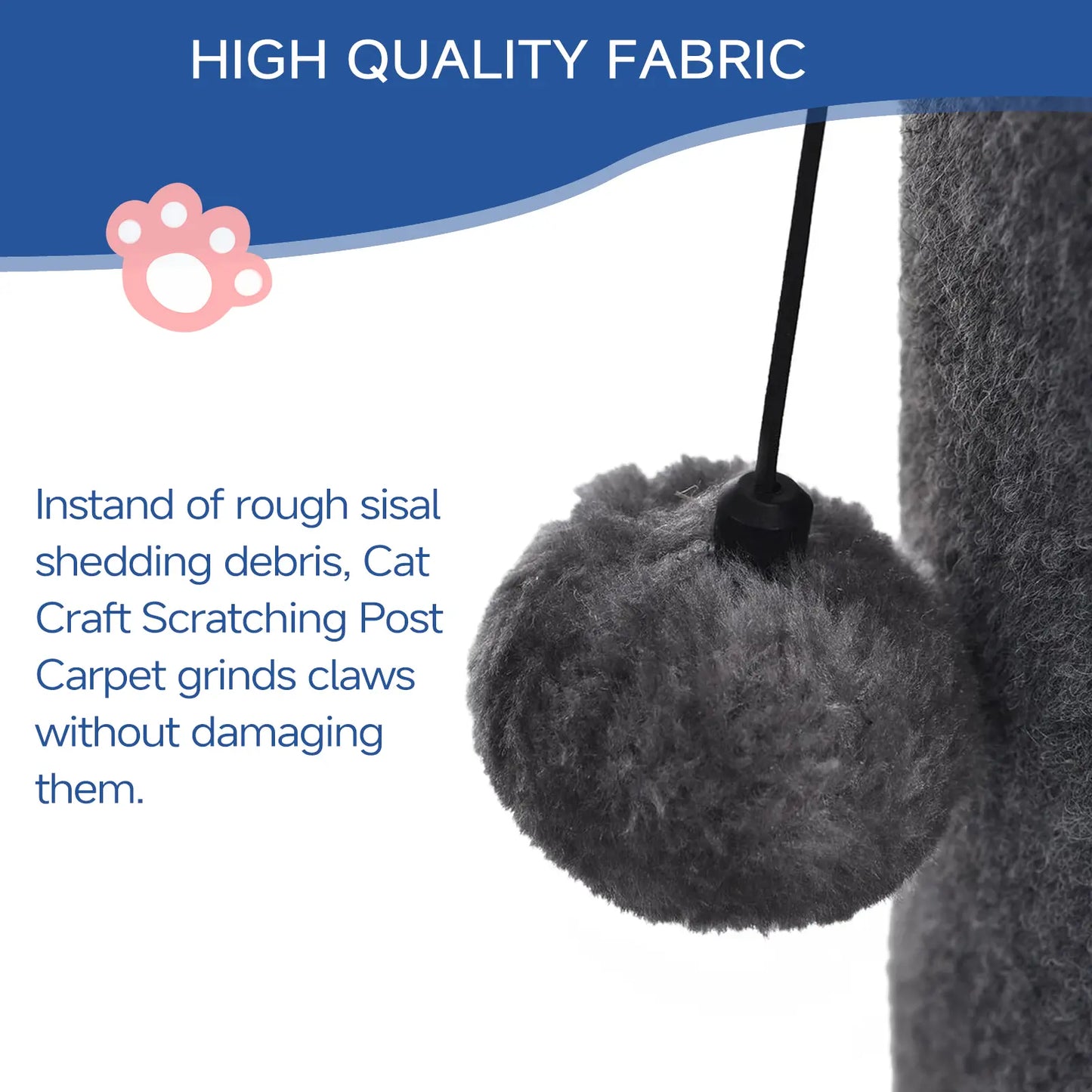 MADE 4 PETS Indoor Cat Scratching Post - 41.73" Height, Sturdy Base, Replaceable Spring Toy, Compact Design for Nail Health