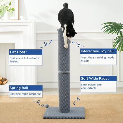 MADE 4 PETS Indoor Cat Scratching Post - 41.73" Height, Sturdy Base, Replaceable Spring Toy, Compact Design for Nail Health