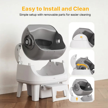 Petpivot Autoscooper 12 Lite Open-Top Automatic Self-Cleaning Cat Litter Box with Easy-Entry Front Step and Triple Safety Protection, No App Required