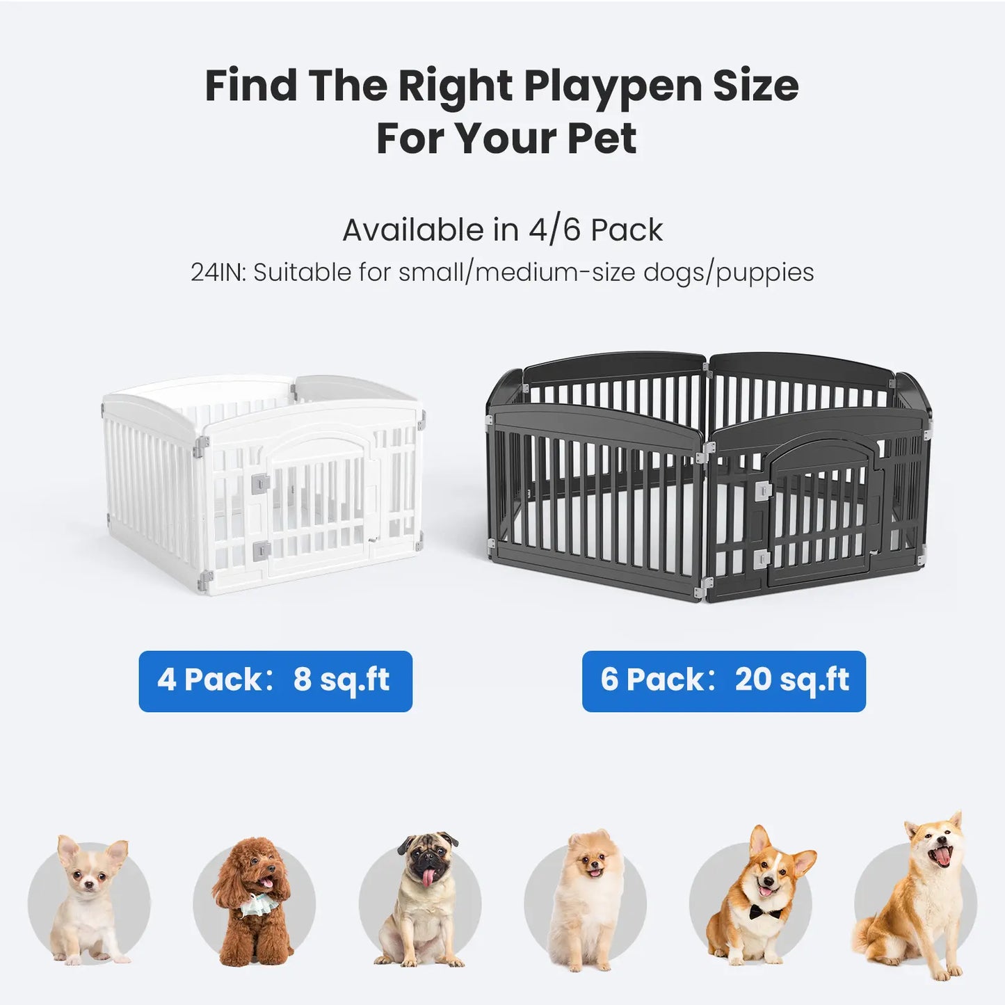 Summer Sale: Portable Plastic Pet Playpen - Durable Puppy Exercise Pen with Lockable Gate and Non-Slip Bottom for Indoor and Outdoor Use