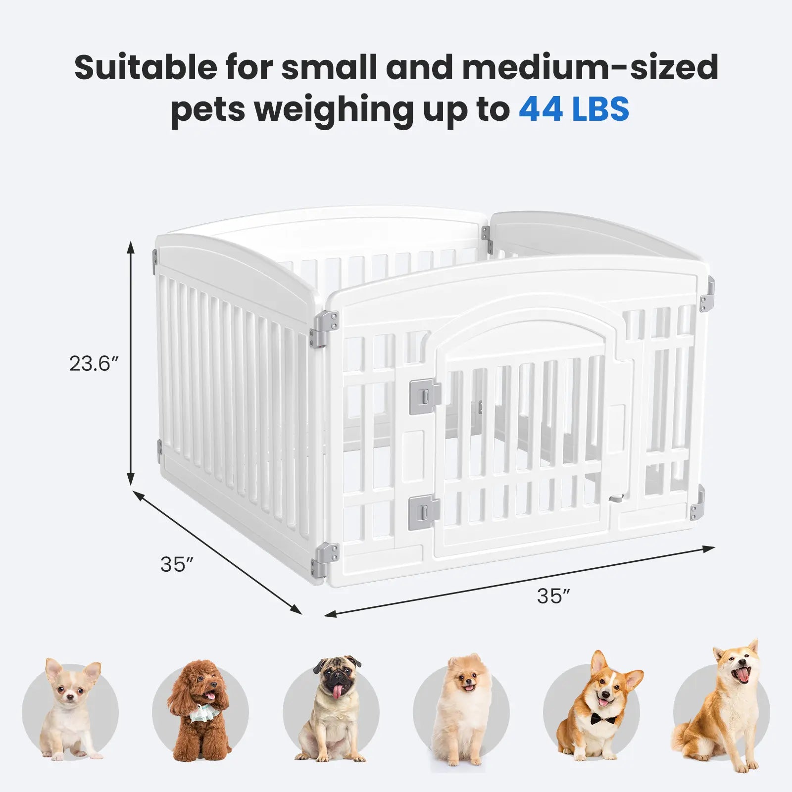 Summer Sale: Portable Plastic Pet Playpen - Durable Puppy Exercise Pen with Lockable Gate and Non-Slip Bottom for Indoor and Outdoor Use