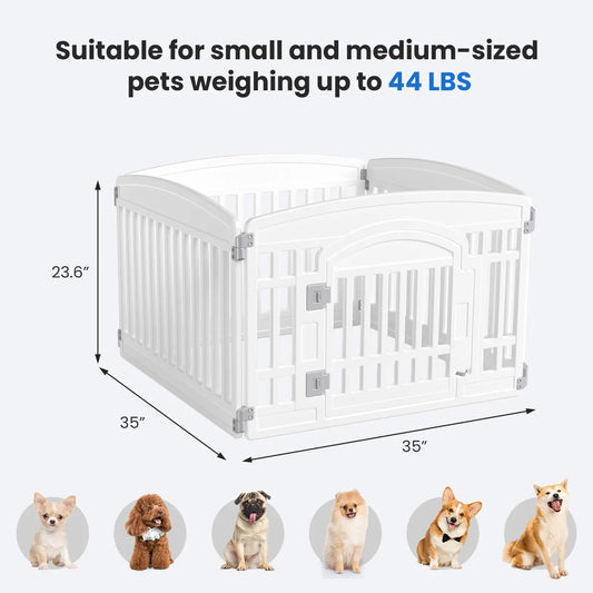 Summer Sale: Portable Plastic Pet Playpen - Durable Puppy Exercise Pen with Lockable Gate and Non-Slip Bottom for Indoor and Outdoor Use