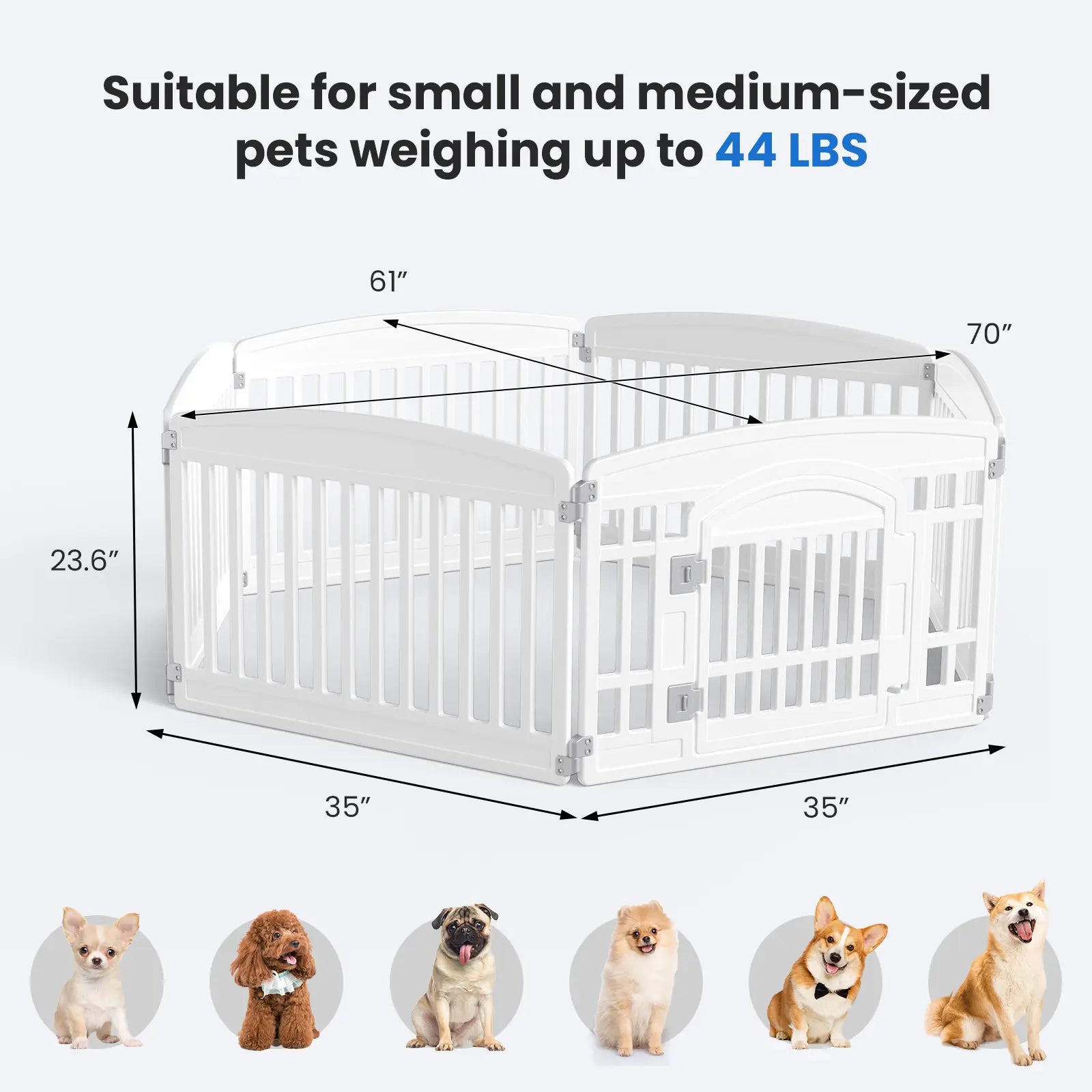Summer Sale: Portable Plastic Pet Playpen - Durable Puppy Exercise Pen with Lockable Gate and Non-Slip Bottom for Indoor and Outdoor Use