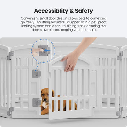 Summer Sale: Portable Plastic Pet Playpen - Durable Puppy Exercise Pen with Lockable Gate and Non-Slip Bottom for Indoor and Outdoor Use